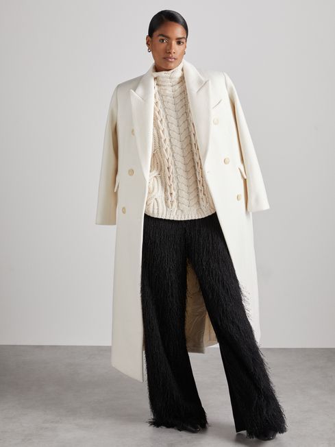 Reiss Cream Aubrey Atelier Wool and Cashmere Cabled Jumper
