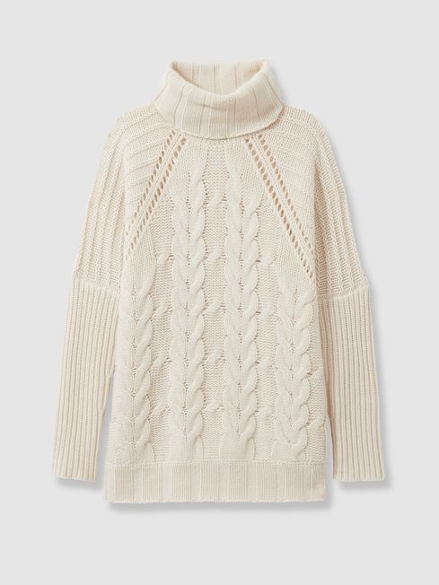 Wool Cashmere Chunky Cable Knit Jumper in Cream
