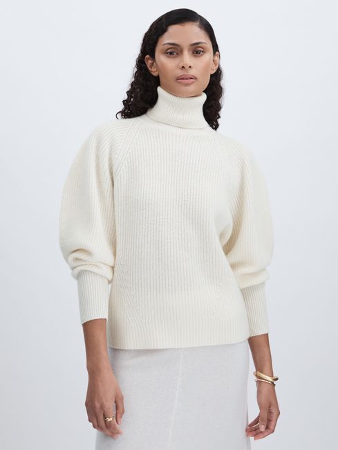 Cream cashmere roll neck jumper new arrivals