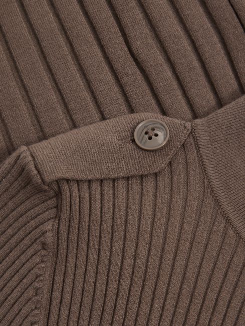 Reiss Mink Vienne Rib-Knit High-Neck Top