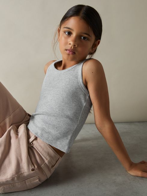 Reiss Grey Violet 9-13 yrs Cotton Blend Ribbed Vest