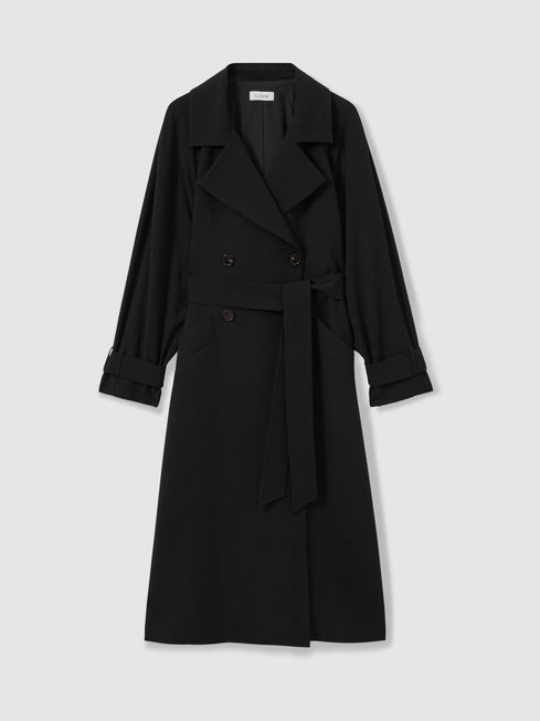 Florere Double Breasted Belted Trench Coat in Black REISS Germany