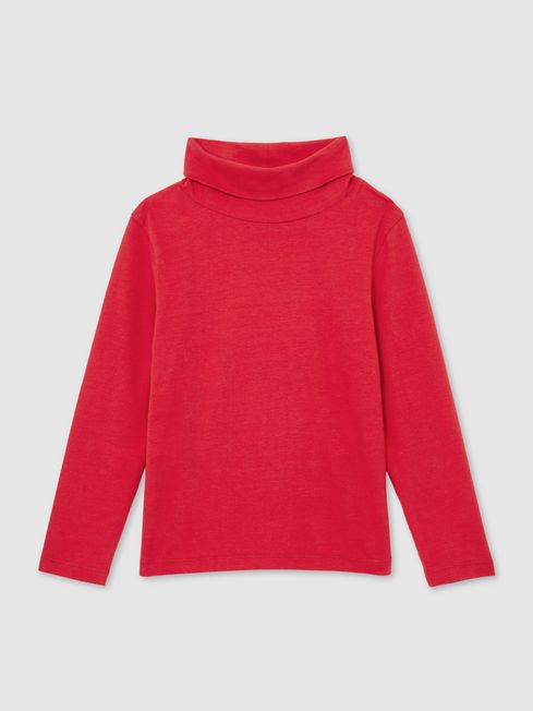 Reiss Red Carey 4-9 yrs Cotton-Jersey Roll-Neck Top with Stretch
