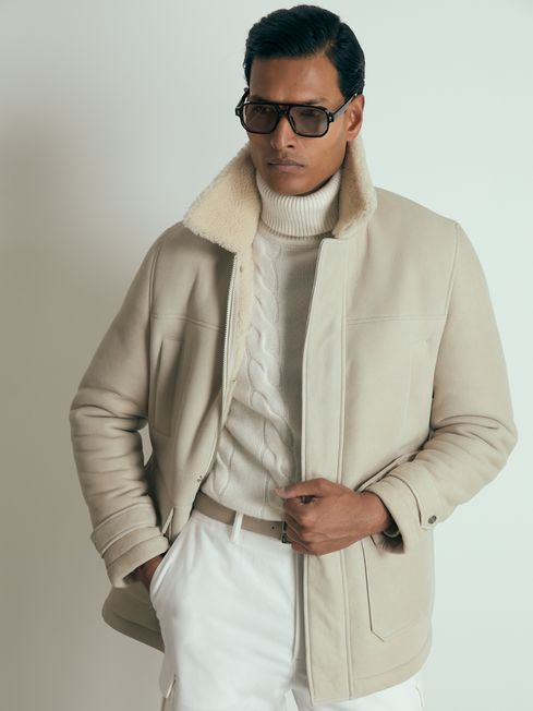 Off white shearling jacket cheap