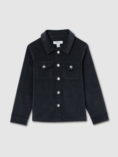 Reiss Dark Grey Vendetta 4-9 yrs Velvet Press-Stud Overshirt