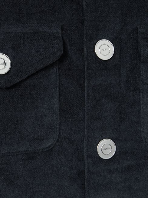 Reiss Dark Grey Vendetta 4-9 yrs Velvet Press-Stud Overshirt