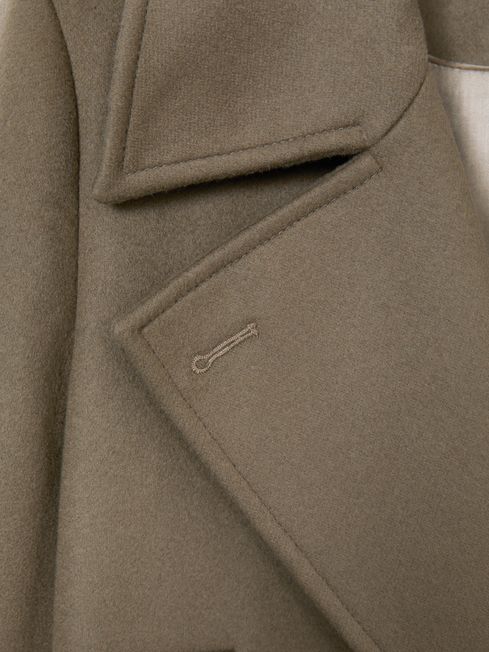 Reiss Khaki Neave Atelier Wool Blend Longline Coat