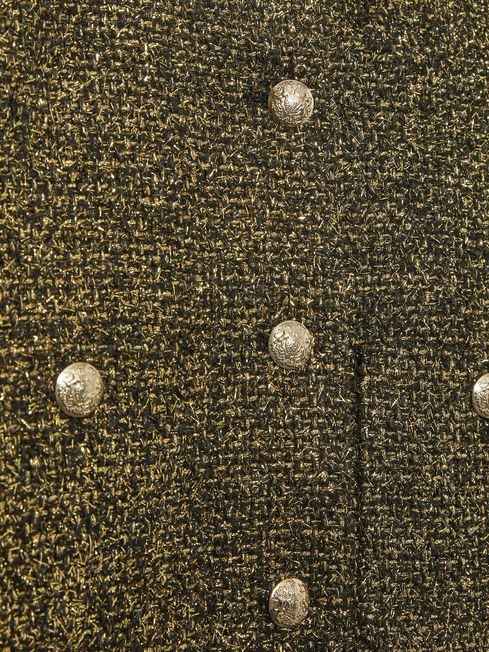 Reiss Gold Wynee Lamé-Tweed Jacket