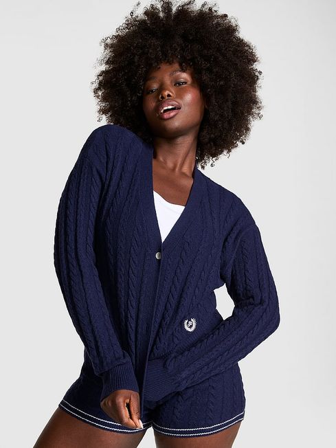 Cropped cable knit cardigan outlet
