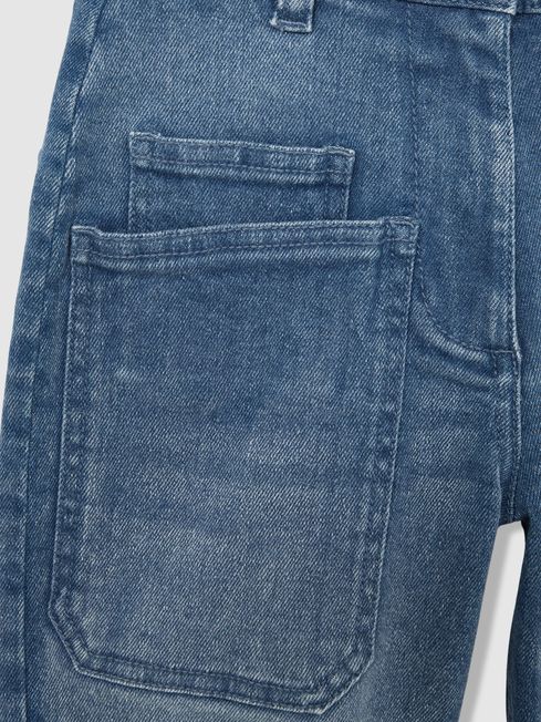 Reiss Blue Brady 13-14 yrs Barrel-Leg Patch-Pocket Jeans