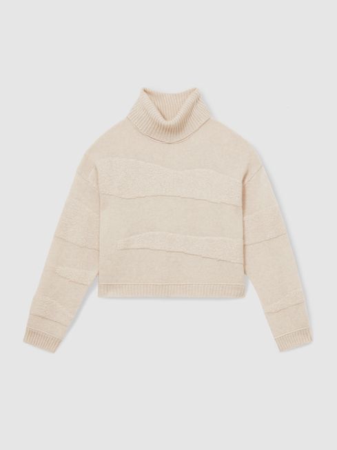 Crush Collection 100 Cashmere Roll Neck Jumper in Cream REISS USA