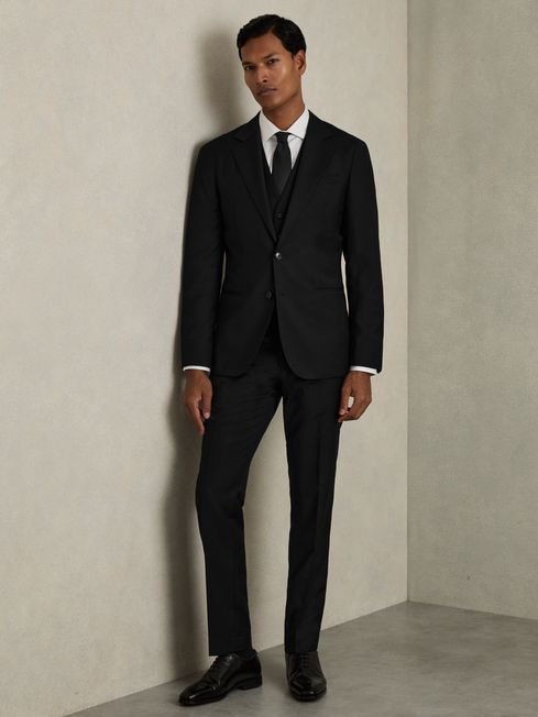 Reiss Black Aspire Slim-Fit Wool Suit Trousers