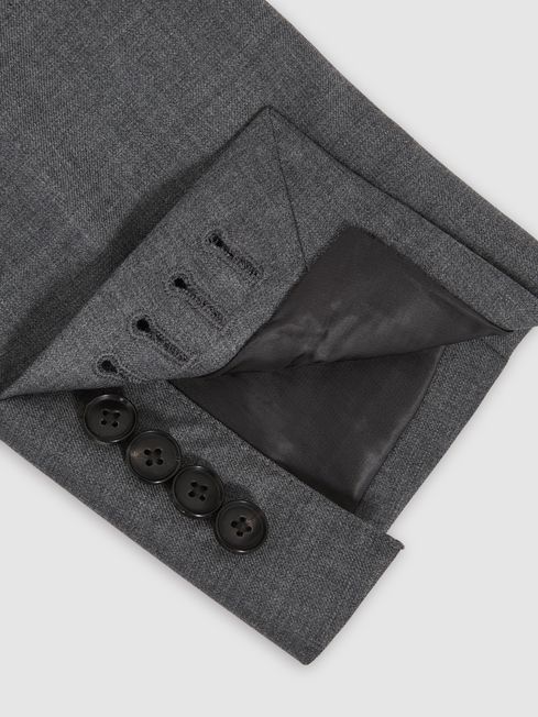 Reiss Grey Aspire Slim-Fit Single Breasted Wool Suit Jacket