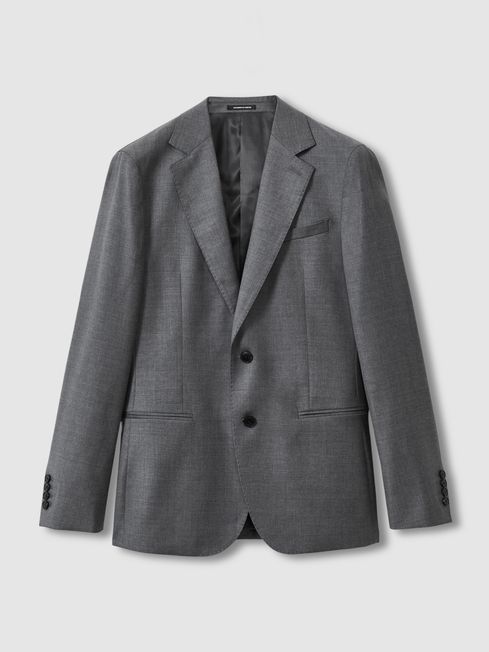 Reiss Grey Aspire Slim-Fit Single Breasted Wool Suit Jacket