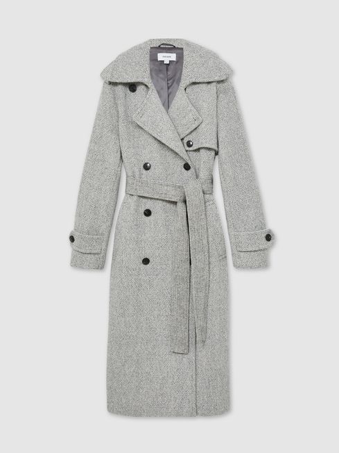 White wool double breasted coat outlet