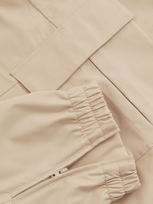 Reiss Stone Lavenham Technical Cargo Drawstring Trousers