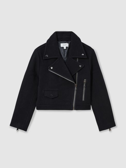 Wool blend biker jacket sales