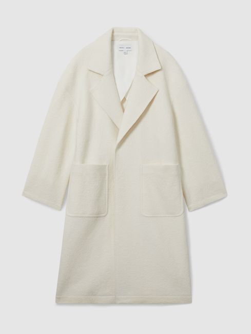 White boiled wool coat hot sale