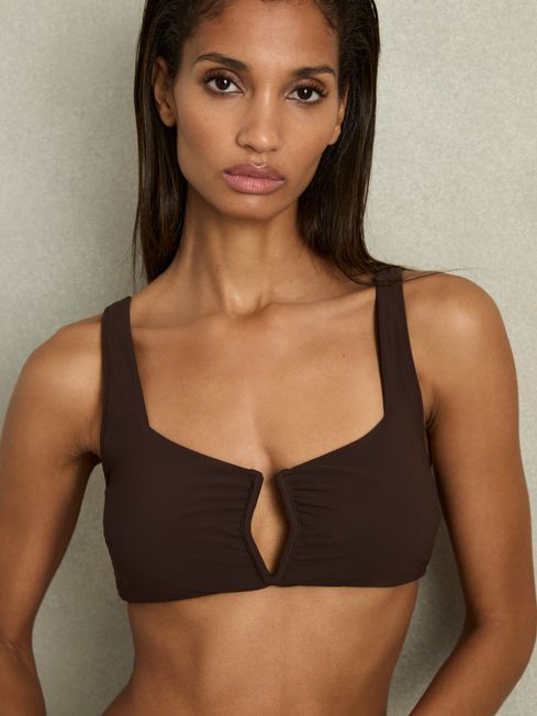 Reiss Mocha Alba V-Front Bikini Top