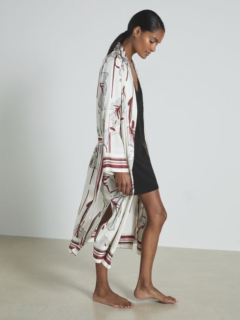 Ivory satin robe deals