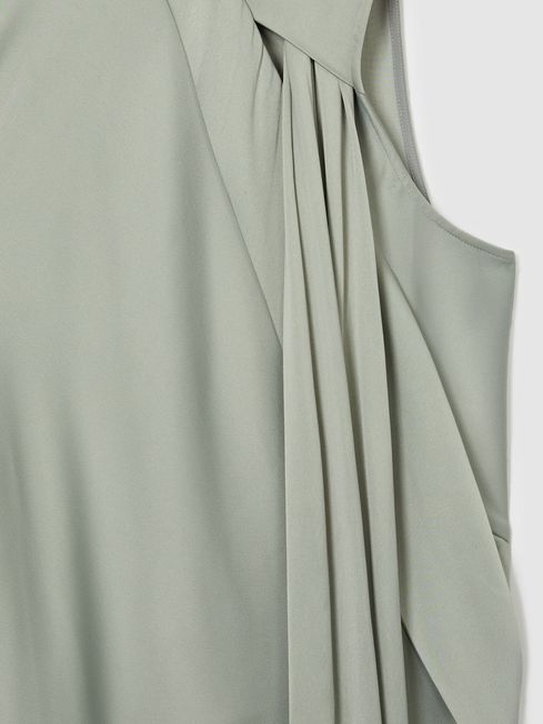 Reiss Green Quincy Atelier Draped-Satin Occasion Dress