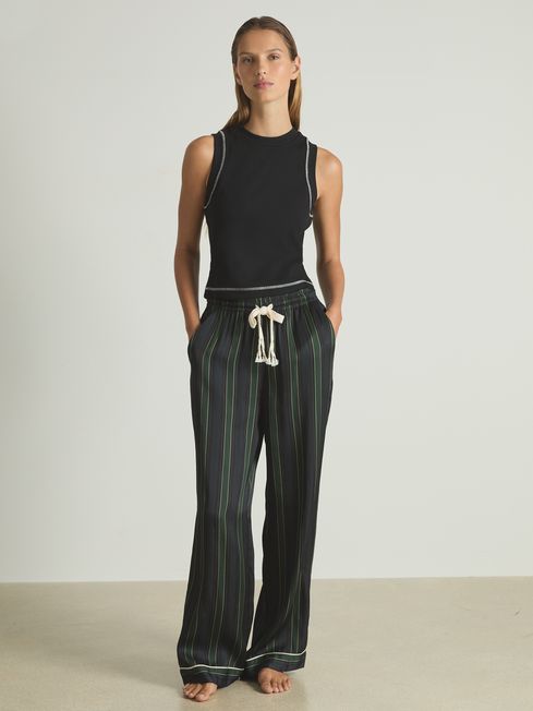 Reiss Black/Ivory Lea Cotton With Stretch Contrast-Stitch Vest