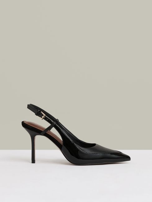 Leather Slingback Court Shoes in Black REISS Germany