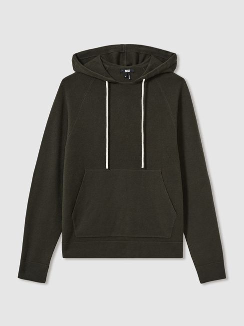 Paige Donaldson Drawstring Knitted Hoodie in Khaki REISS Germany