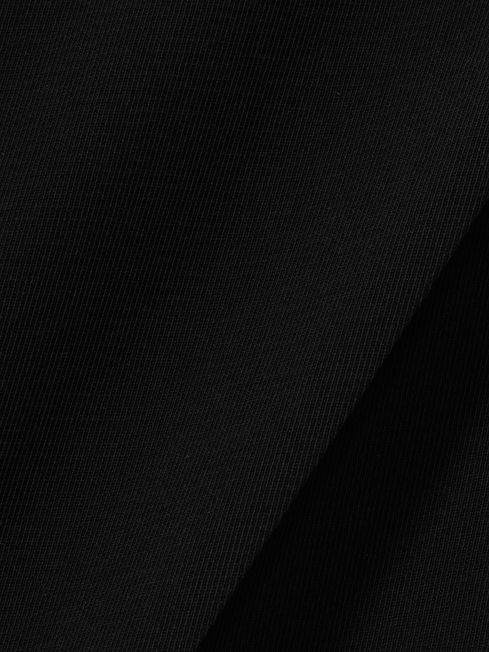 Reiss Black Eden Elasticated-Waist Wide-Leg Twill Trousers