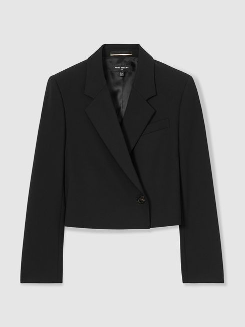 Atelier Cropped Blazer in Black REISS United Arab Emirates