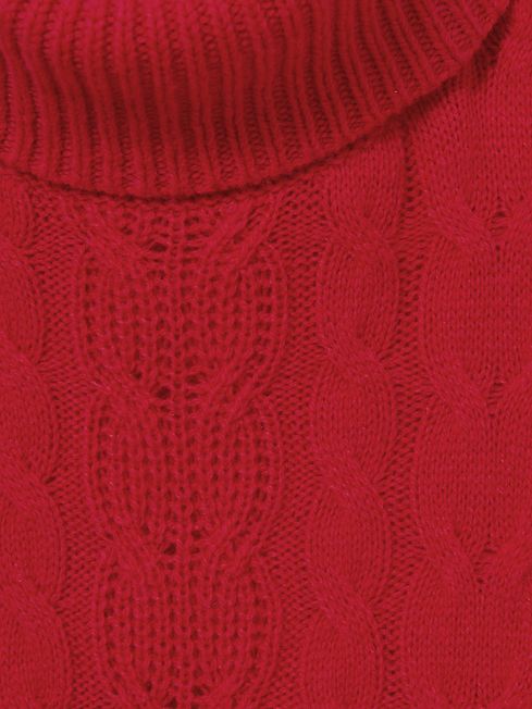 Reiss Red Carina 9-13 yrs Wool-Blend Cable-Knit Roll-Neck Jumper