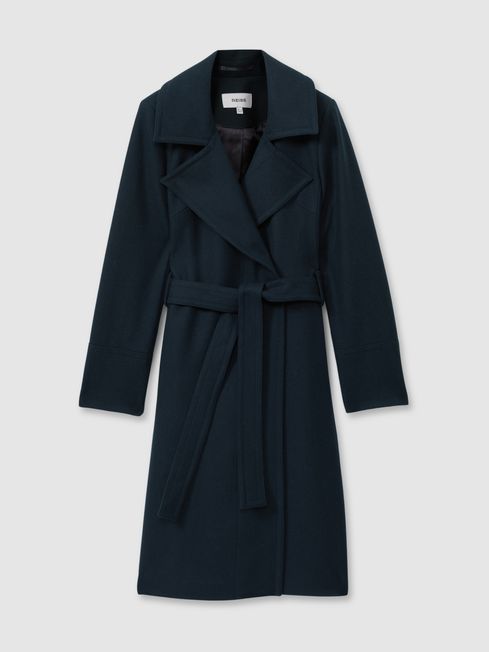 Wool blend belted coat online