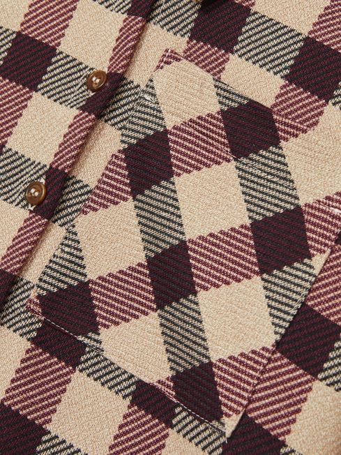 Reiss Burgundy Elif 9-13 yrs Oversized Woven Check Shirt