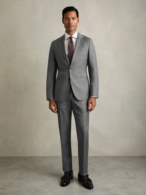 Reiss Grey Aspire Slim-Fit Wool Suit Trousers