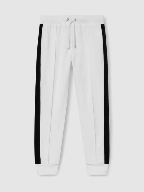 White joggers with black stripe hot sale