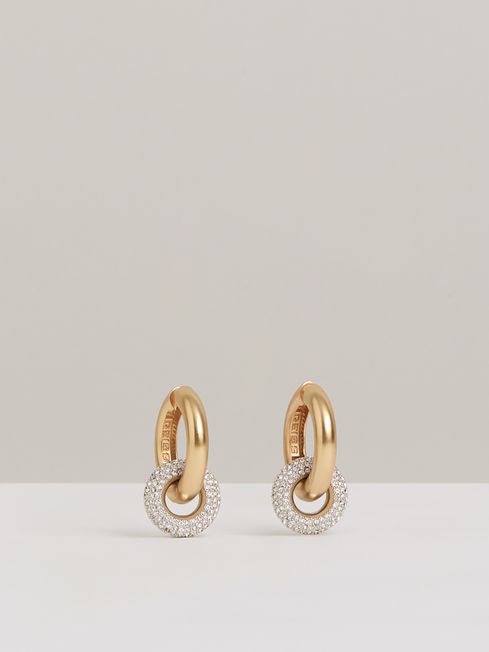 Reiss Amber Pave Link Hoop Earrings REISS Rest of Europe