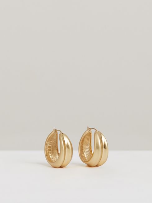 Reiss Gold Tone Sophie Sculptural Hoop Earrings