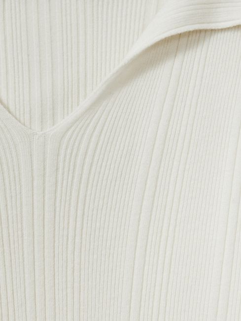 Reiss Cream Chloe Wool-Blend Rib-Knit Hooded Jumper