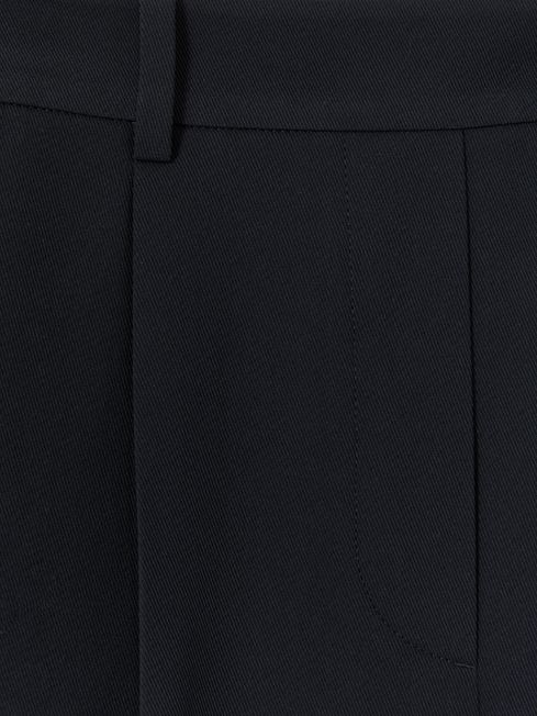 Reiss Navy Eden Elasticated-Waist Wide-Leg Twill Trousers