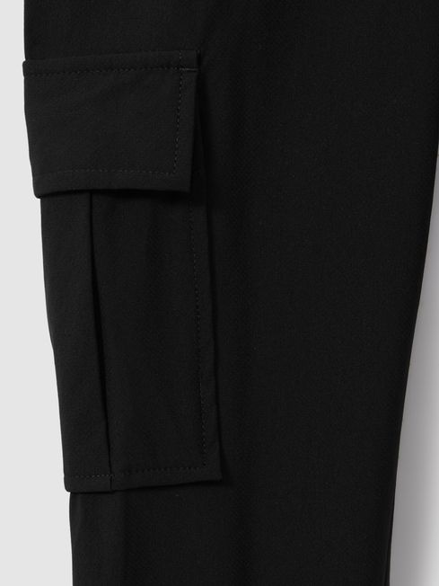 Reiss Black Lucian Technical Drawstring Trousers