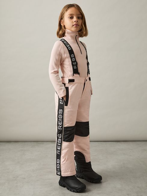 Reiss Pink Carla 4-9 yrs Logo-Tape Padded Ski Salopettes