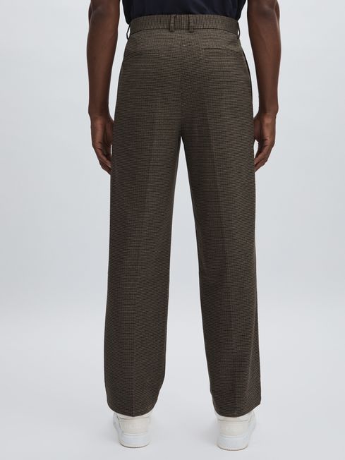 Les Deux Brown Check Les Deux Slim-Fit Pleated Brown Check Suit Trousers