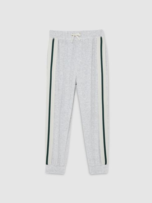 Reiss Grey Chance 13-14 yrs Velour Side-Stripe Tracksuit Joggers