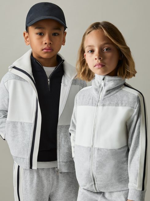 Grey velour tracksuit clearance