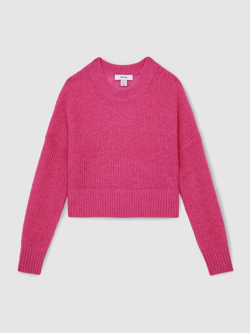 Reiss Pink Aluna 4-9 yrs Rib-Knit Jumper With Wool and Alpaca