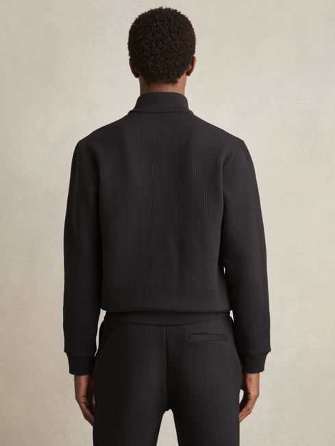 Reiss Washed Black Ashby Half-Zip Funnel-Neck Jumper