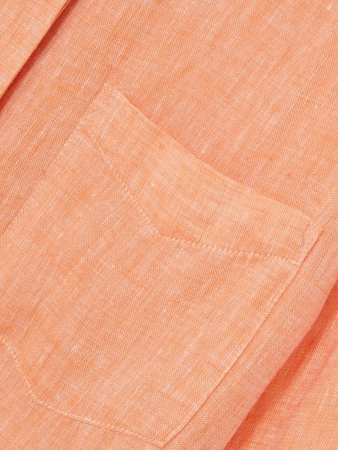 Reiss Orange Belle Linen Button-Through Shirt