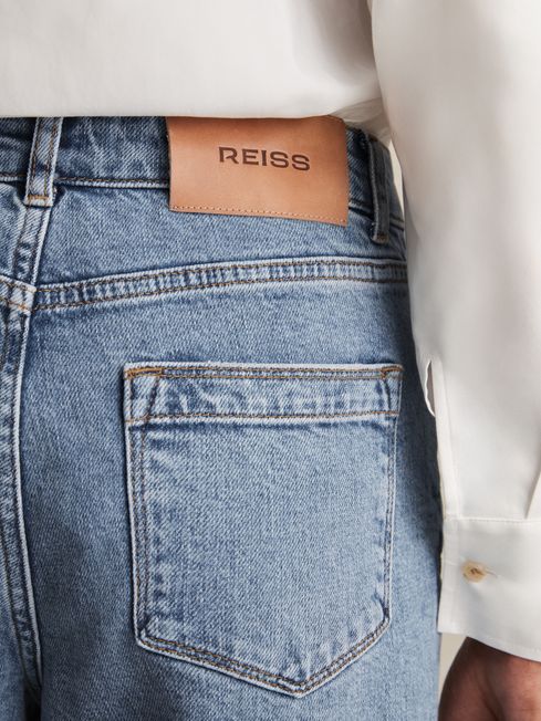 Reiss Light Blue Selin Mid Rise Straight Leg Jeans