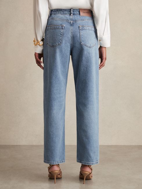 Reiss Light Blue Selin Mid Rise Straight Leg Jeans