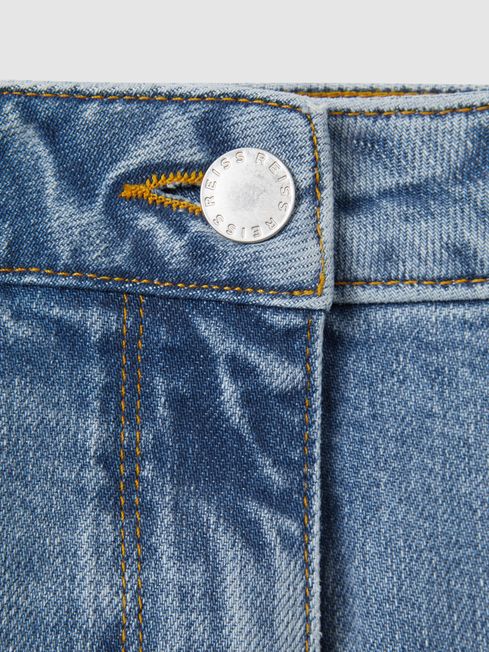 Reiss Light Blue Selin Mid Rise Straight Leg Jeans